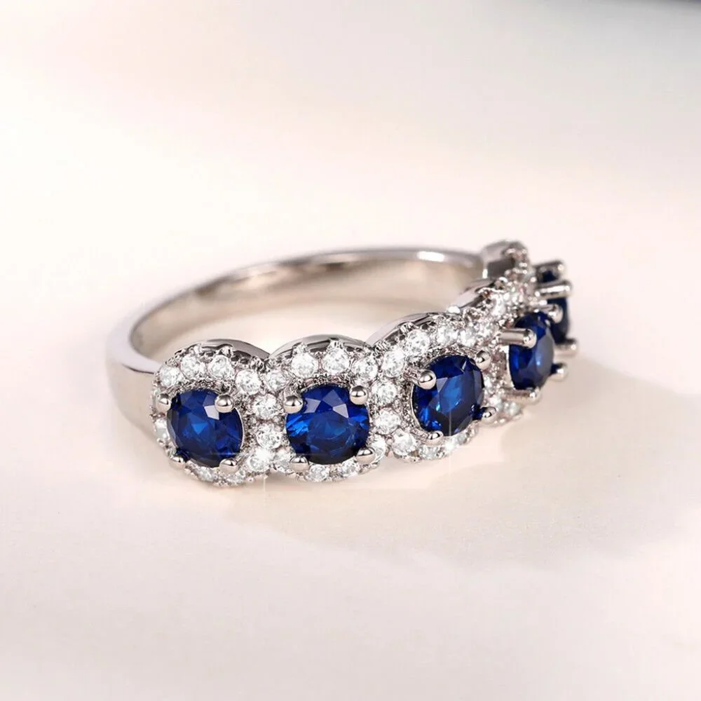 New Beautiful 925 Silver Blue Sapphire Band